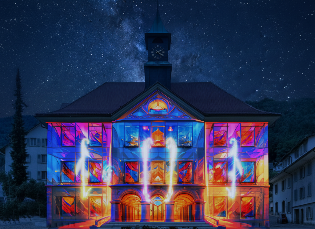 mapping Hôtel de Ville moutier France projections lumière vidéo lumen
